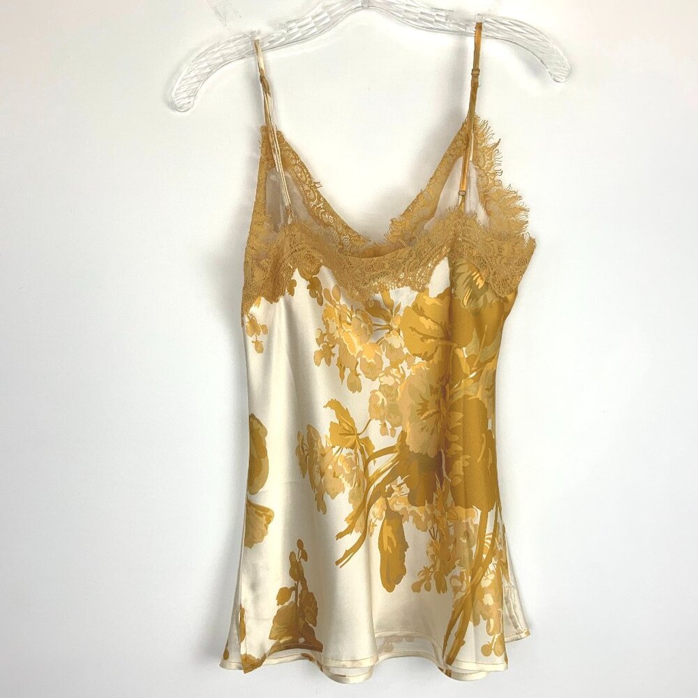 New Gold Hawk Silk Golden Bloom Claire Camisole Top Sz M - Picture 12 of 16